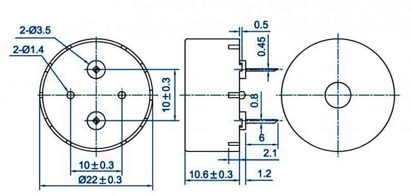 22mm*10mm 3V 5V 12V piezo buzzer transducer