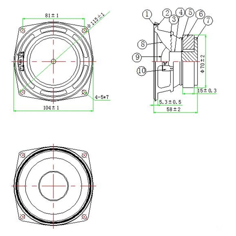 Driver de alto-falante de m&eacute;dio alcance de 4 polegadas, 6 ohms e 20 w