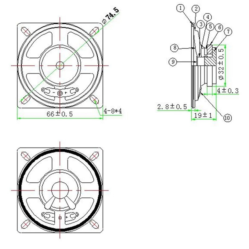 Haut-parleur 2,6 pouces 4ohm 5w IP65 66mm